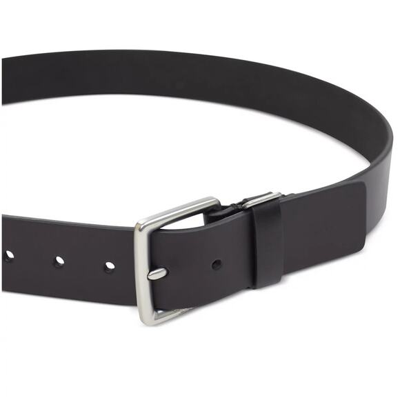 Calvin Klein Jeans Mens Leather Belt with Keeper Ring Medium 34 36 Black Silver - Picture 3 of 15